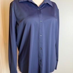 NWT Size L Lysse Super Stretch Size  Navy Button-Up Shirt